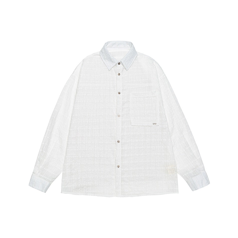 Men's Oversized Cotton-Linen Gauze Shirt with Chest Pocket and Kent Collar Mune Fashion