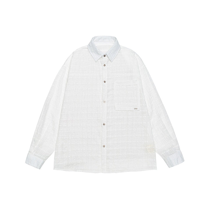 Men's Oversized Cotton-Linen Gauze Shirt with Chest Pocket and Kent Collar Mune Fashion