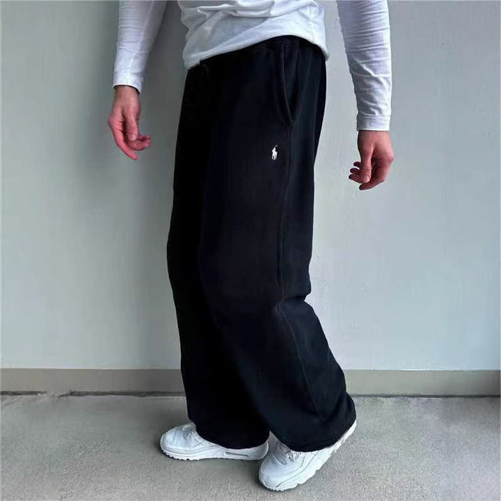 Men's Loose Baggy Sweatpants with Elastic Waistband and Embroidered Logo Mune Fashion