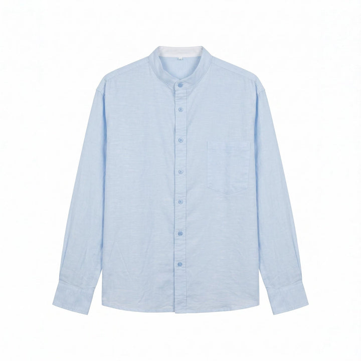 Men's Lightweight Stand-Collar Shirt made of Cotton Blend with Chest Pocket and Relaxed Fit Mune Fashion