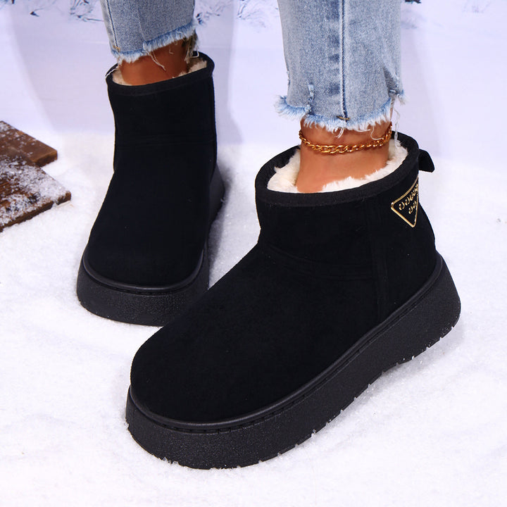 Women Cushioned Platform Ankle Boots in Suede Look with Teddy Lining Mune Fashion