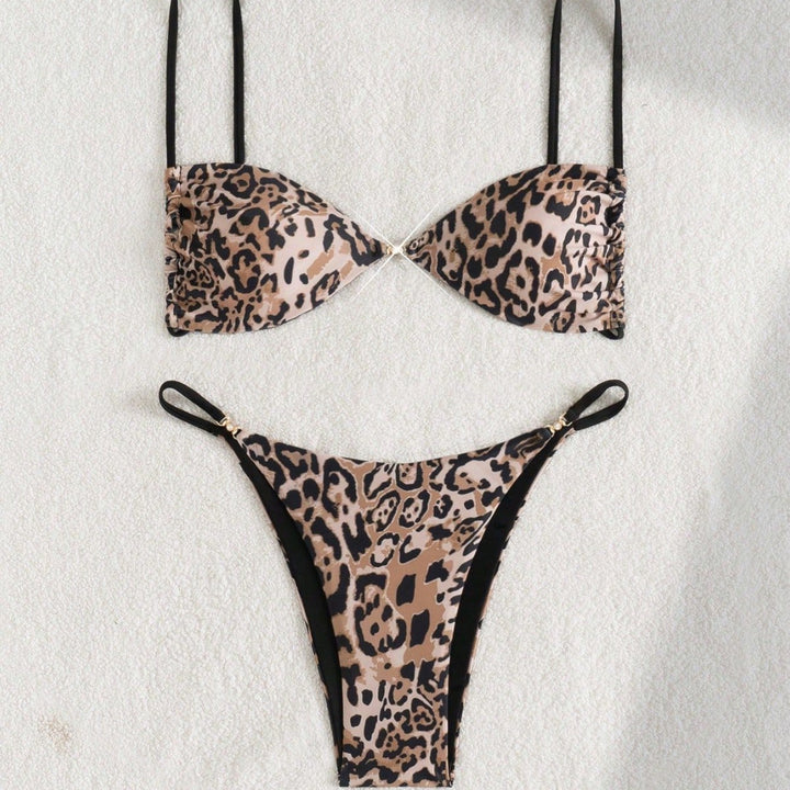 Women Leopard Print Bikini Set with Adjustable Straps Mune Fashion