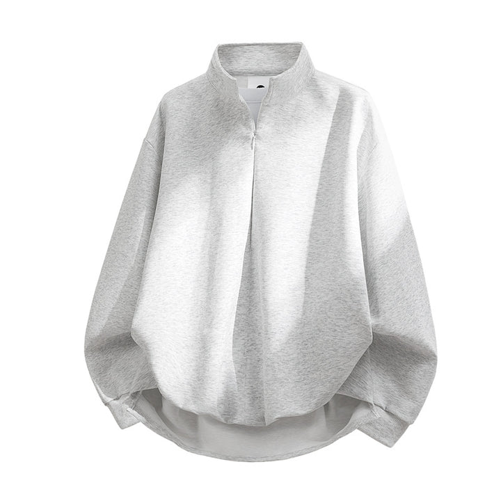 Unisex Oversized Sweatshirt with High Collar, Half Zipper and Balloon Shaped Hem Mune Fashion