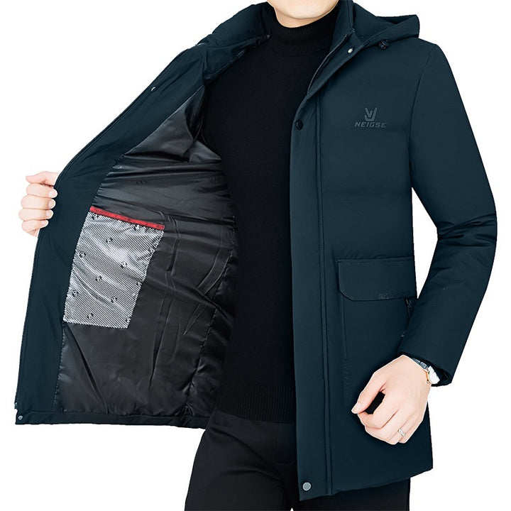 Men's Thermo Winter Short Coat with Luxurious Faux Fur Lining and Stand Collar Mune Fashion