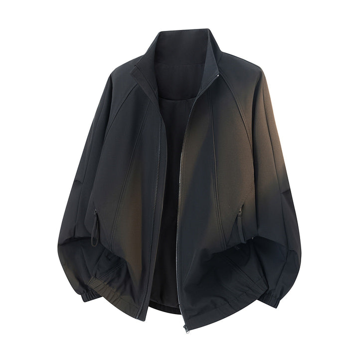 Men's Oversized Functional Bomber Jacket with Stand Collar, Drawstring Hem, and Diagonal Seam Design Mune Fashion