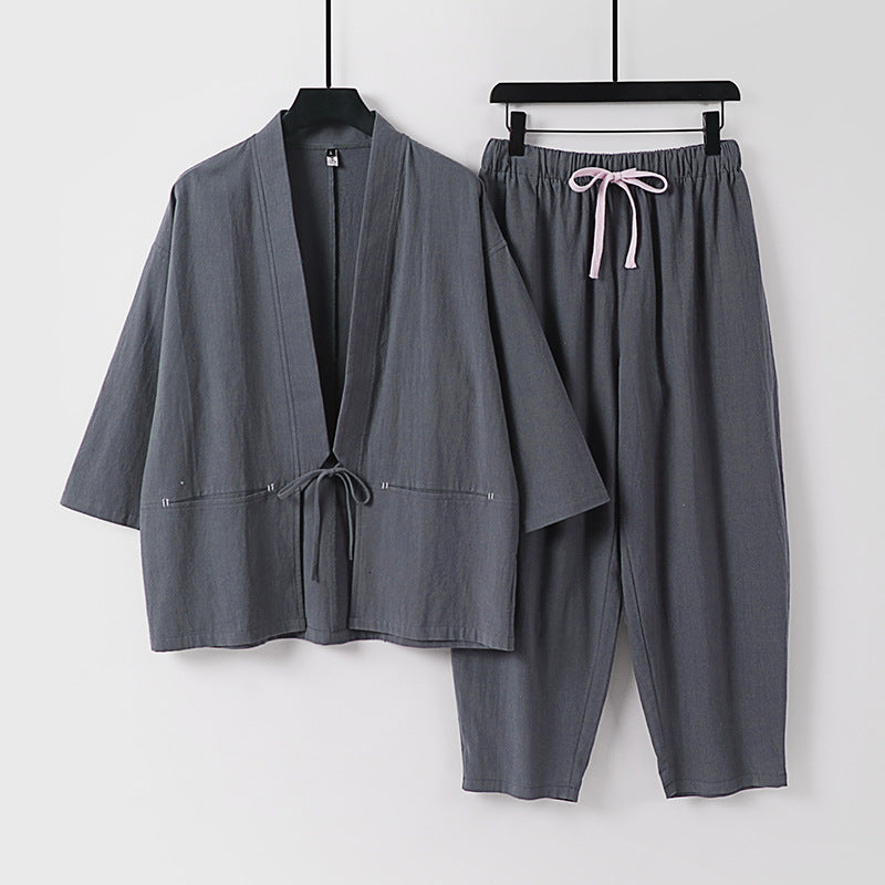 Unisex Kimono-Lounge-Set with short jacket and elastic cord pants Mune Fashion