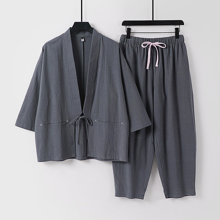 Unisex Kimono-Lounge-Set with short jacket and elastic cord pants Mune Fashion