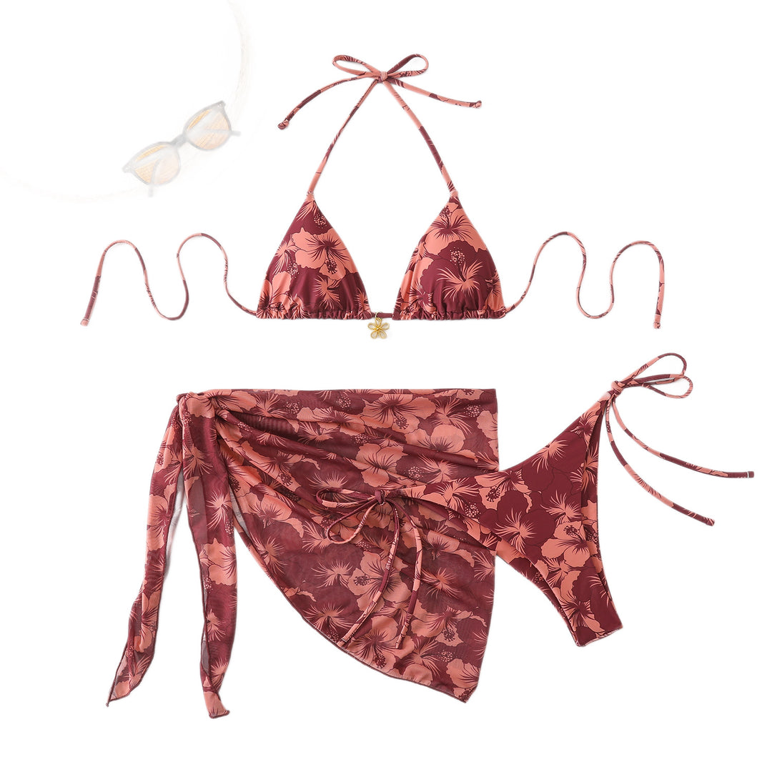 Women Triangle Bikini with Wrap Skirt Mune Fashion