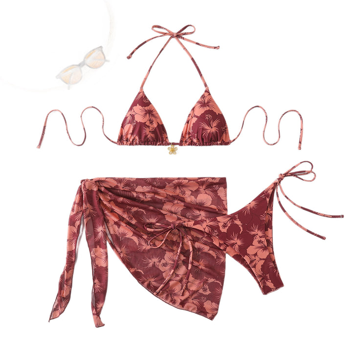 Women Triangle Bikini with Wrap Skirt Mune Fashion
