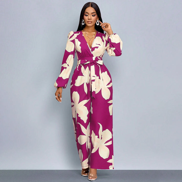 Women Elegant Maxi Dress with Deep V-Neck and Novoline Mune Fashion
