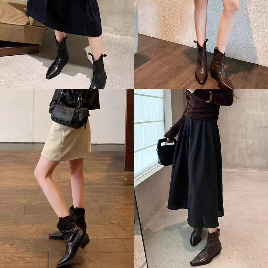 Men's western ankle boots with pointed toe and pull tabs Mune Fashion