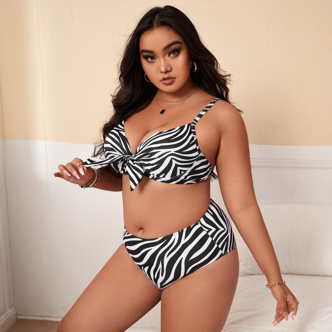 Women's Multi-patterned Bikini with Knot Detail Mune Fashion