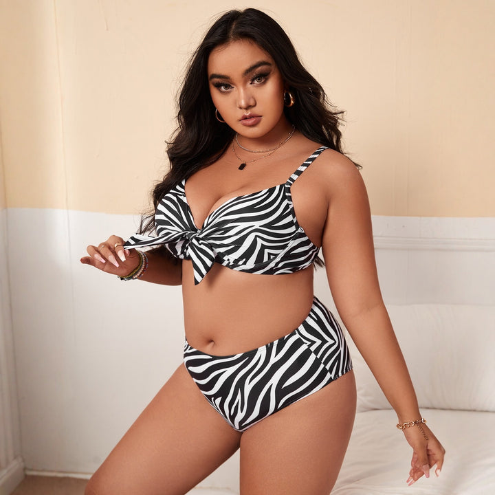Women's Multi-patterned Bikini with Knot Detail Mune Fashion