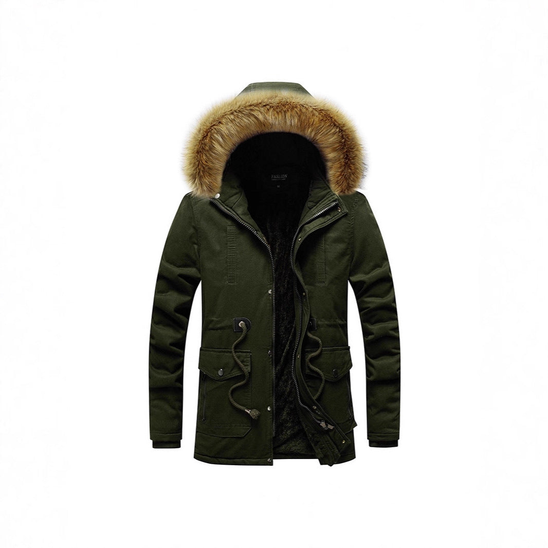 Men's winter parka with faux fur hood and teddy lining Mune Fashion