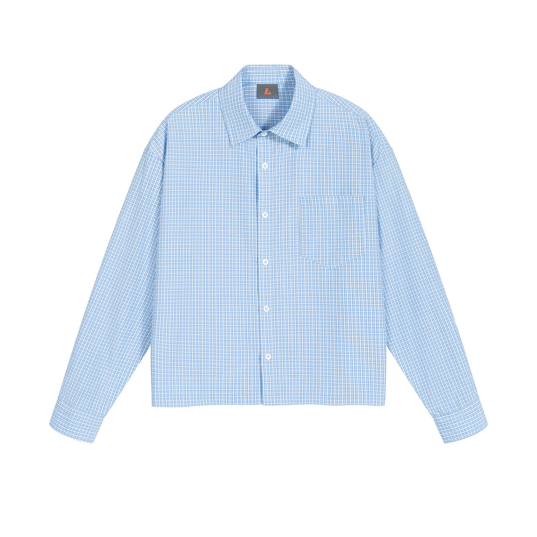 Men's Oversize Check Shirt with Chest Pocket and Fine Grid Pattern Mune Fashion