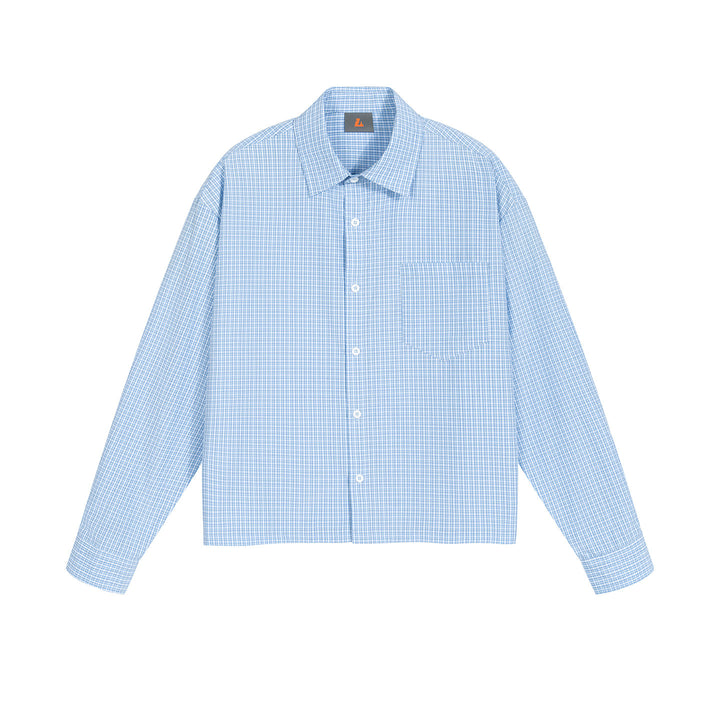 Men's Oversize Check Shirt with Chest Pocket and Fine Grid Pattern Mune Fashion