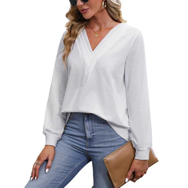 Women's V-neck long sleeve made of fine stretch viscose jersey with tailored fit Mune Fashion