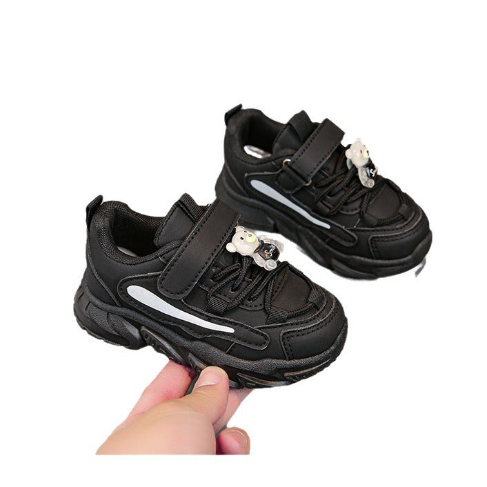 Ladies sporty children's sneakers with cute animal appliqués and high-elastic Velcro closure Mune Fashion
