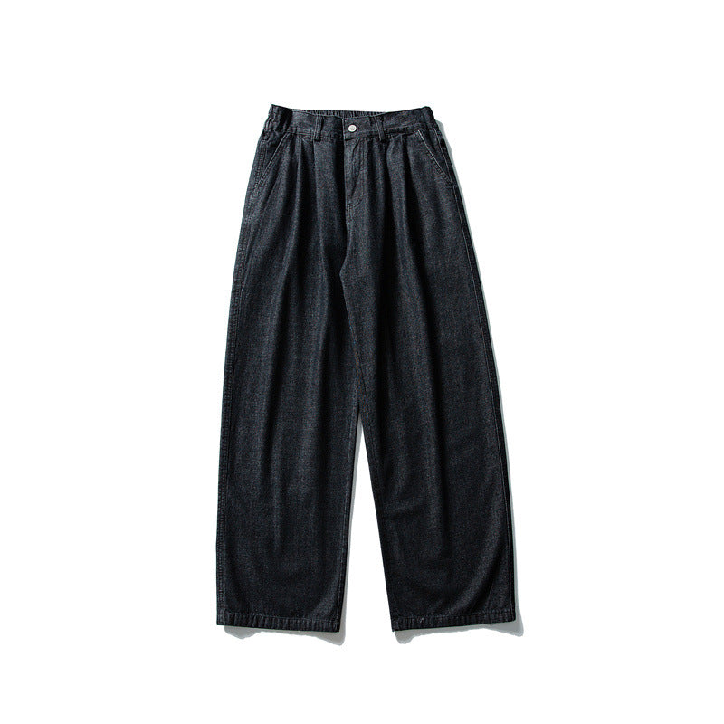 Women high-waisted wide pleated trousers made of cotton blend with straight leg Mune Fashion