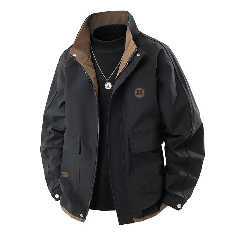 Men's Light Urban Blouson with High Stand-Up Collar, Contrast Lining and Flap Pockets Mune Fashion