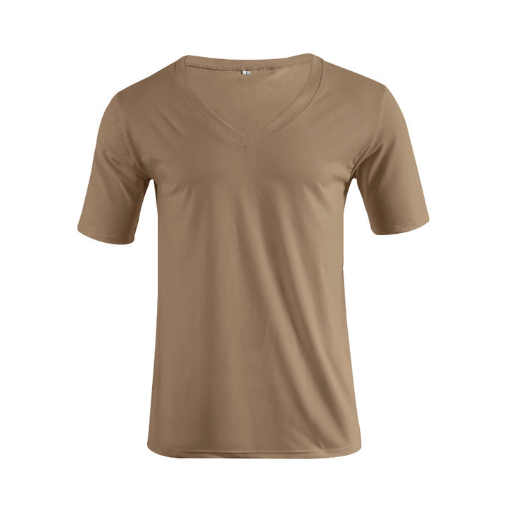 Men's V-neck T-shirt made of fine jersey with slim silhouette and flat seams Mune Fashion