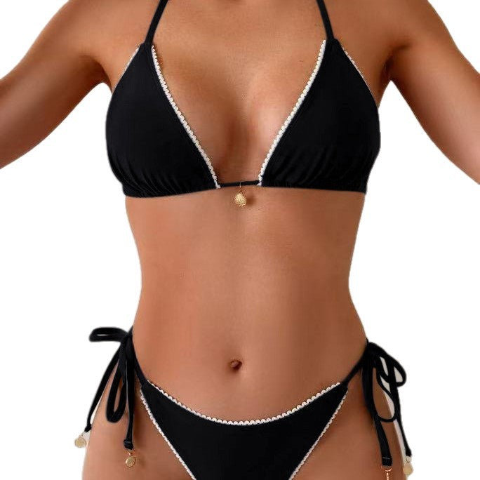 Women's triangle bikini with decorative pearl details Mune Fashion