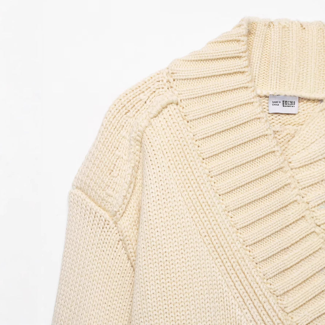 Ladies Wrap Knit Cardigan with Shawl Collar and Tie Belt Mune Fashion