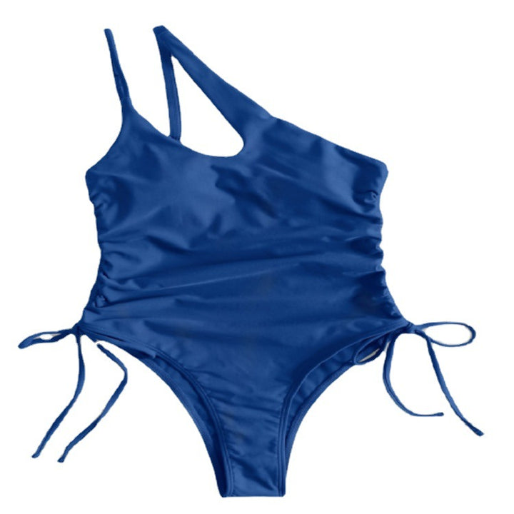 Women's One-Piece Swimsuit with Asymmetrical Cut and Side Ties Mune Fashion