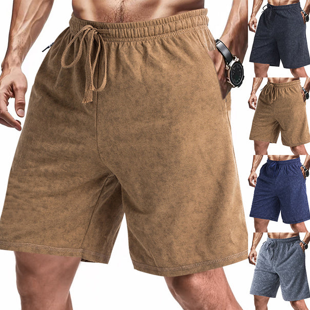 Men's lightly fitted terry shorts with elastic waistband, drawstring and side pockets Mune Fashion