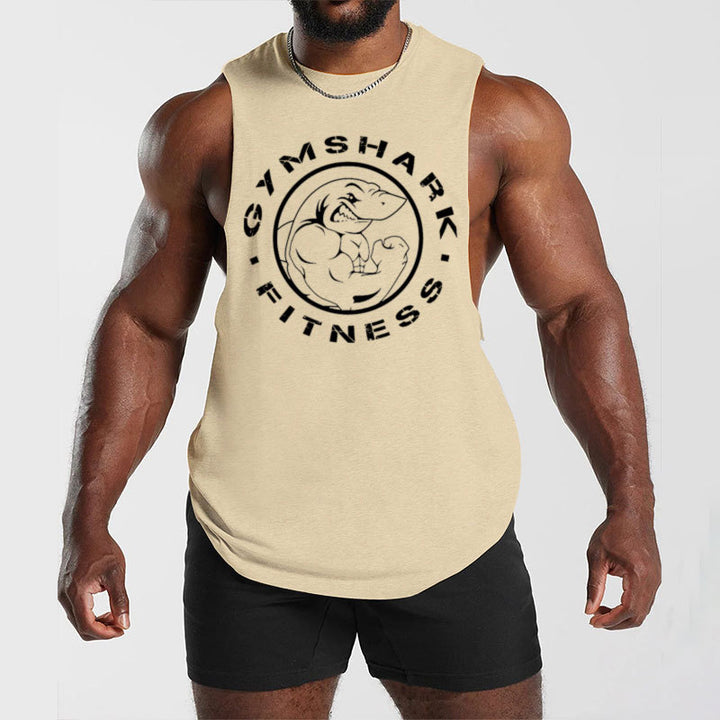 Men's sleeveless muscle shirt with extra deep arm openings and large logo print Mune Fashion