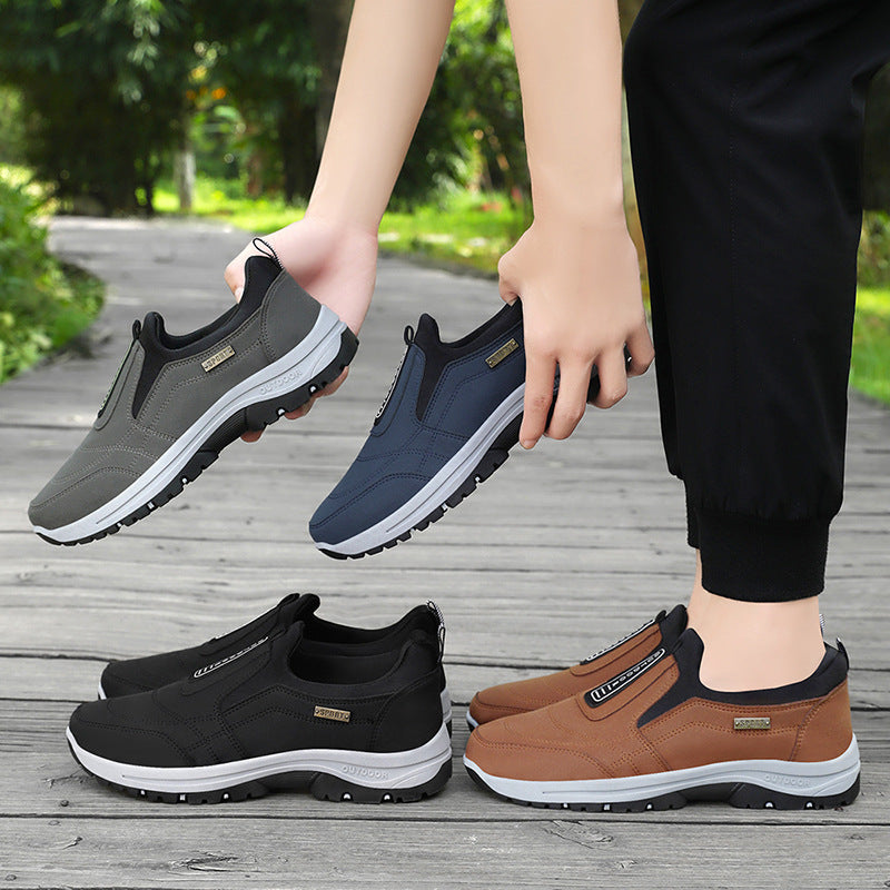 Men's durable slip-on outdoor hiking shoe with water-repellent microfiber surface and grippy tread sole Mune Fashion