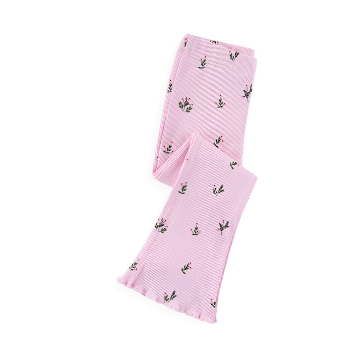 Girls Flared Leggings with Floral Pattern Mune Fashion