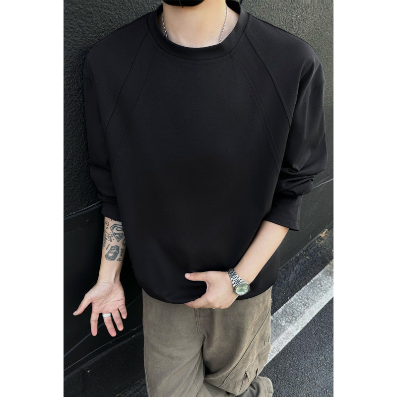 Men's Oversize Crew Neck Sweatshirt with Raglan Sleeves and Clean Minimal Design Mune Fashion