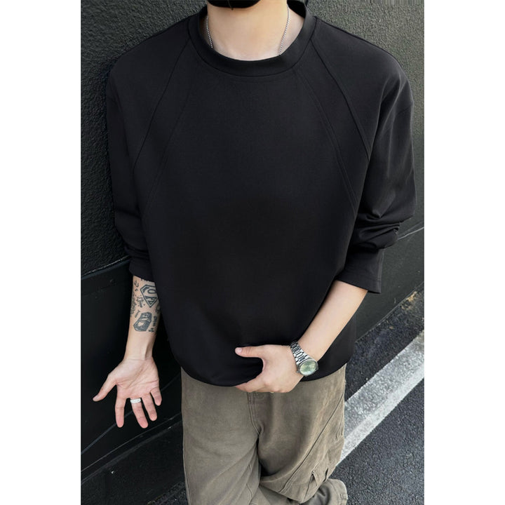 Men's Oversize Crew Neck Sweatshirt with Raglan Sleeves and Clean Minimal Design Mune Fashion
