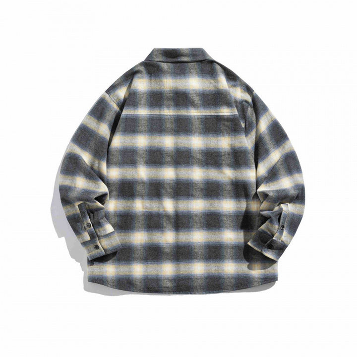 Unisex Boxy Checkered Flannel Overshirt with Patch Chest Pocket and Boxy Cut Mune Fashion