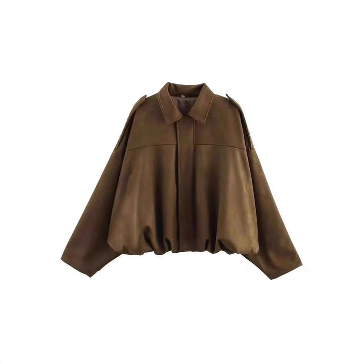 Women’s short jacket in oversized cut with balloon hem and shoulder flaps Drune
