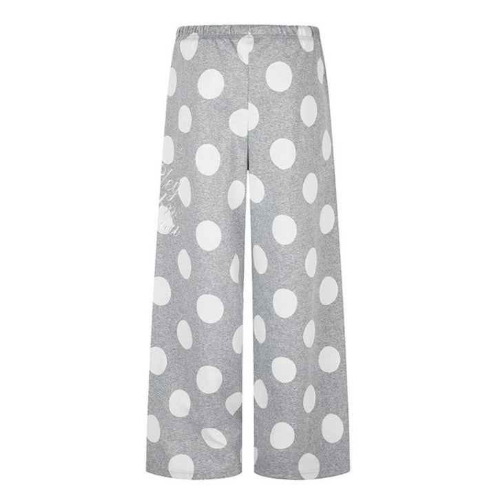 Women's Wide Palazzo Lounge Pants with Comfort Waistband and Dot Pattern Mune Fashion