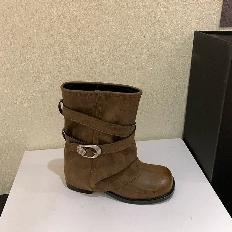 Ladies Fashion Ankle Boots with Wide Strap Mune Fashion