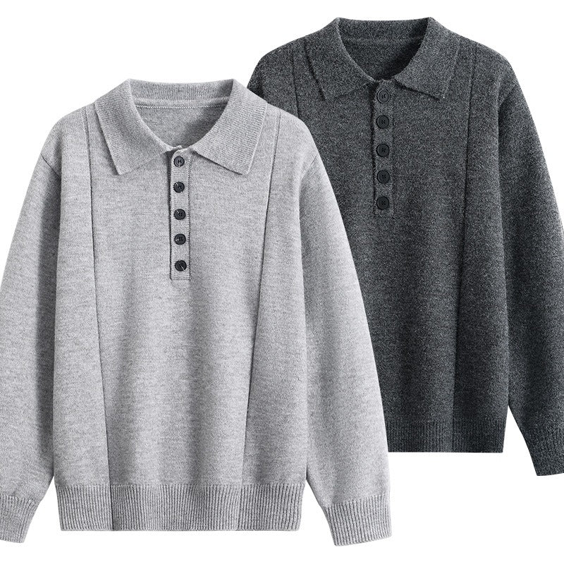 Women Loose Fine Knit Polo with Half Button Placket and Ribbed Cuffs Mune Fashion
