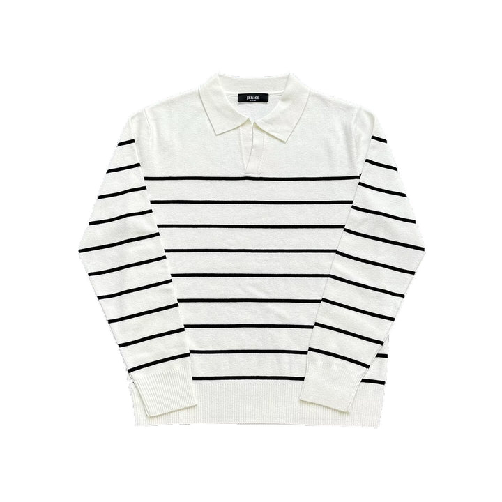 Men's Fashionable Knit Sweater with V-Neck and Stripes Mune Fashion