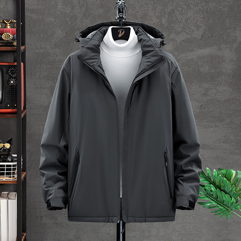 Men's Lightweight Weather Jacket with Hidden Hood Collar Mune Fashion