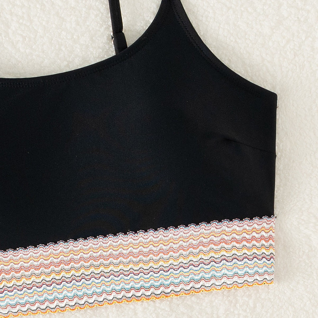 Women’s Sporty Bikini Set with High Waist and Colorful Wave Pattern Mune Fashion