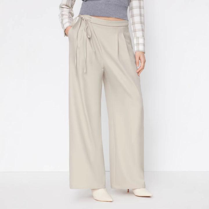 Women's Wide Pinstripe Pants with Wrap Waist Drune
