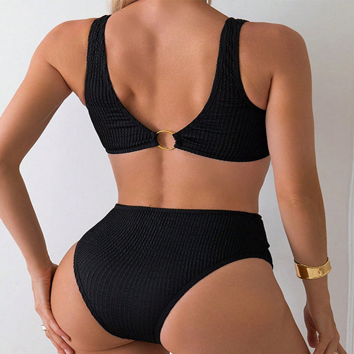 Ladies high-waisted bikini set with fashionable belt Mune Fashion