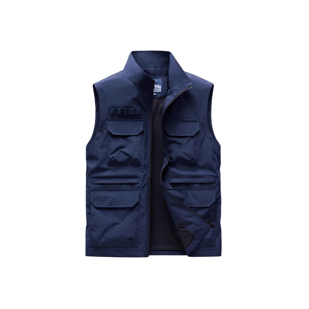 Men's Multifunctional Work Vest with Multiple Flap Pockets and Zipper Mune Fashion