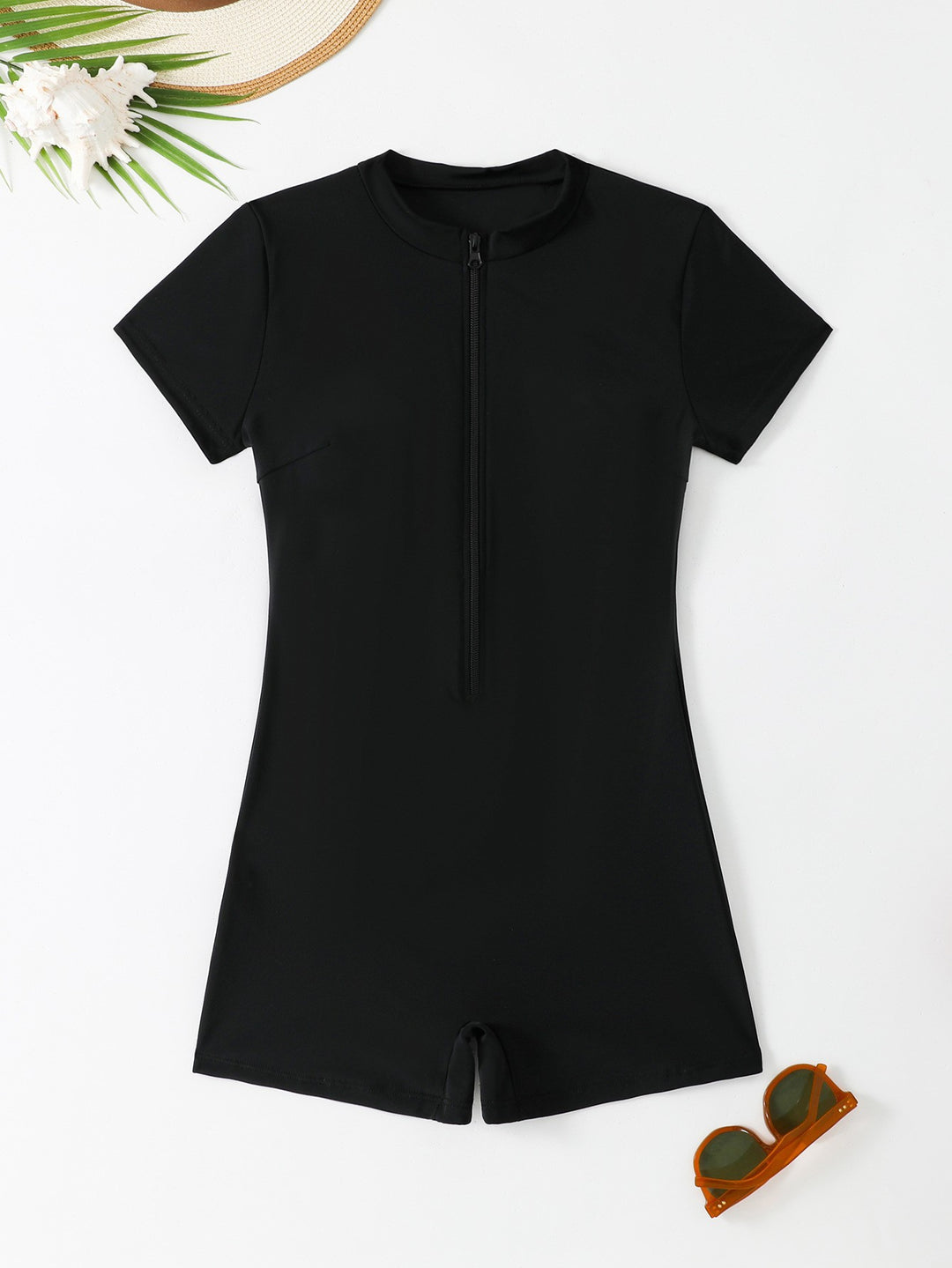 Ladies sporty short-sleeve swimsuit with zipper Mune Fashion