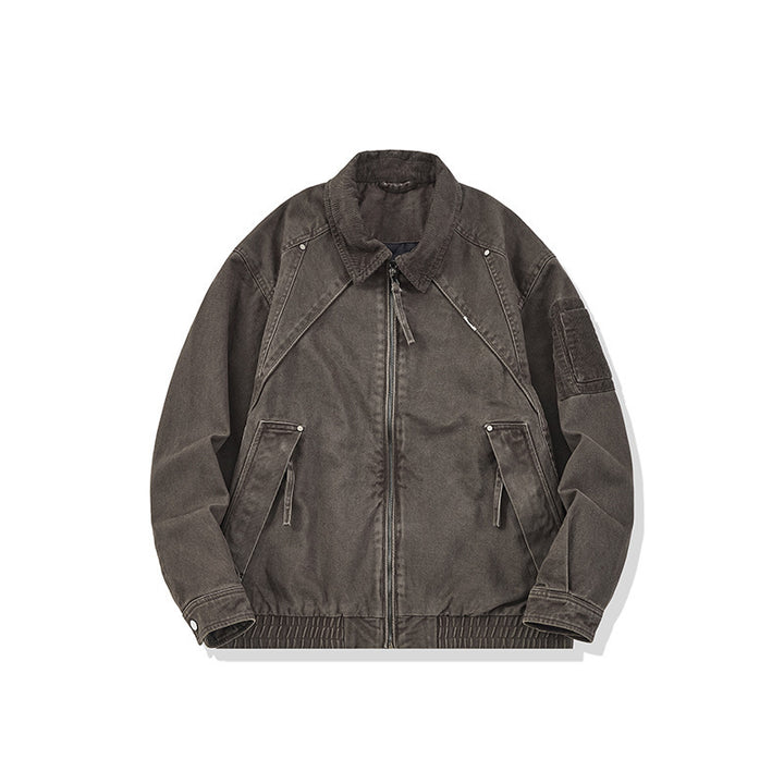 Men's canvas bomber jacket in vintage look with raglan sleeves and elastic hem Mune Fashion