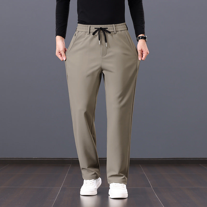 Men's relaxed straight leisure trousers with elastic waistband, drawstring, and side pockets Mune Fashion