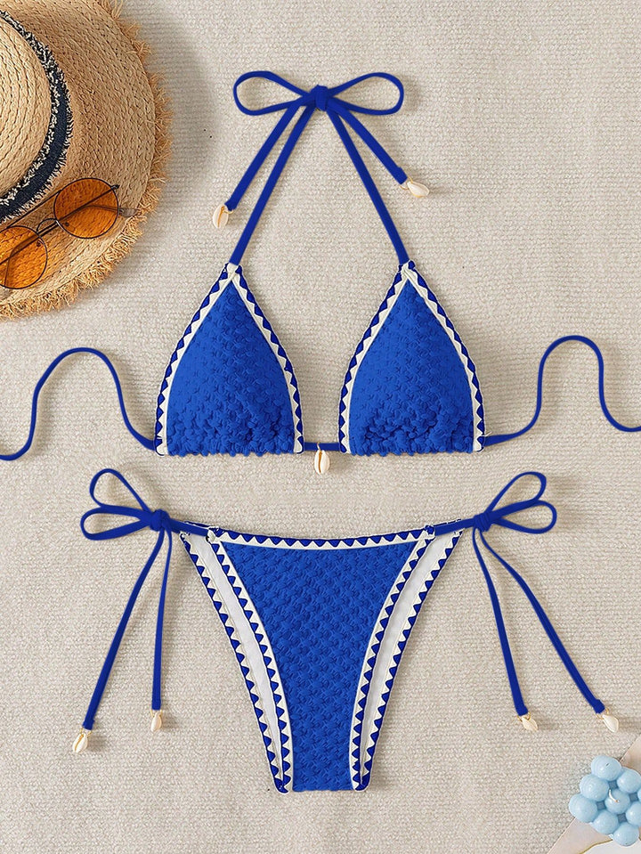 Women Triangle Bikini with delicate shell embellishments Mune Fashion