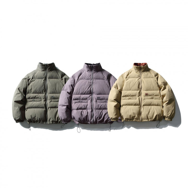 Unisex Boxy padded stand collar puffer jacket with drawstring hem and flap pockets Mune Fashion